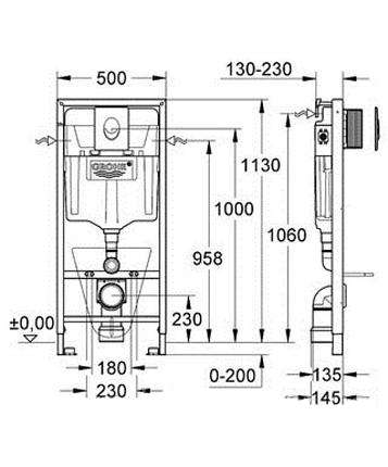 Набор инсталляция для унитаза Grohe Rapid SL с унитазом и крышкой Soft Close (39328CB0)